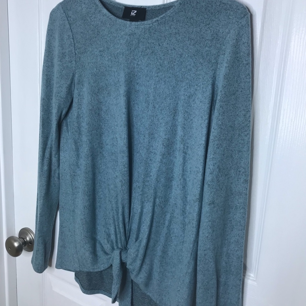 Blue tie-front sweater